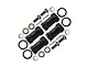 GPM black aluminium extended wheel hex adapters set with pins, screws, washers, and O-rings against a white background.