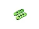 GPM aluminium fixed gear mesh plates in green finish featuring lettered adjustment holes against a clean white background.