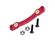 GPM red aluminium steering linkage with brass inserts, countersunk washers, and screws on a white background.
