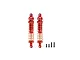 Two red aluminium 102mm RC shock absorbers with orange springs and mounting screws on a white background.