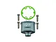GPM grey aluminium differential case set with green seal and four screws laid out on a white background.