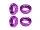 Four purple anodized aluminium shock collars featuring internal threading and a textured grip exterior on a white background.
