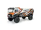 HobbyPlus DKR-4 Fortis 1/18 scale electric 4WD RC desert rally truck in white, black, and orange livery on a white background.