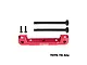 GPM red aluminium front upper suspension mount with two hinge pins and two screws on a white background.