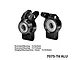 GPM Aluminium Rear Hubs with Larger Bearings in black, marked with L and R, shown on a white background with text specs.