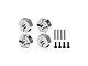GPM aluminium 12mm clamping wheel hexes in silver with four pins and four screws on a white background.