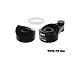 Black aluminium 28T servo horn with servo saver components including a white O-ring on a plain background.