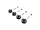ARRMA aluminium 12mm clamping wheel hexes set in black, including four hex hubs, four pins, and four set screws.