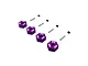 ARRMA aluminium 12mm clamping wheel hexes in purple, including pins and set screws, displayed on a plain white background.