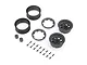 Axial 1/10 1.9 KMC Grenade beadlock wheels set in gray, including rims, rings, caps, and hardware on white background.