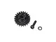 Losi steel 22 tooth 1.5Mod pinion gear with mounting screw and washer on white background.