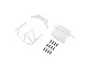 Losi white rear bumper set components and mounting hardware laid out on a plain white background.
