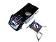 Losi 1/10 22S DLM painted body shell in black, blue, and pink with matching rear wing component on a white background.