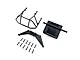 Losi rear bumper set in black featuring molded plastic parts, a roll cage component, mud flap piece, and mounting hardware.