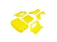 Losi complete roll cage panel set in flo yellow arranged on a white background.