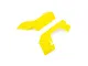Losi left and right rear fender set in flo yellow against a clean white background.