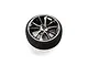 Spektrum 41mm IXSR replacement transmitter wheel with a dark metallic multi-spoke rim and black foam tire against a white background.