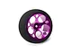 Spektrum purple aluminium wide circle RC transmitter wheel with black foam grip on white background.