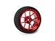 Spektrum red aluminium wide spoke transmitter wheel with a black foam grip isolated on a white background.