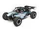 Losi DBXL-E 2.0 1/5 scale electric 4WD desert buggy in grey, black, and blue livery, featuring a roll cage, driver figures, and off-road tires.