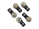 Five black aluminium M3 threaded rod ends with gold-coloured ball joints, each featuring the Yeah Racing logo, arranged on a white background.