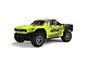 ARRMA Senton 4x4 BLX 3S RC short course truck in bright green with black decals and off-road tires, studio shot on white background.