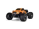 ARRMA Granite 4x4 BLX 3S RC monster truck in orange and black, featuring large off-road tires and a detailed truck body.