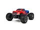 ARRMA Granite 4x4 BLX 3S RC monster truck in red and blue livery, viewed from a front three-quarter angle against a white background.