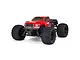 ARRMA Granite 4x4 Mega RC monster truck in red with black accents, featuring large off-road tires and a detailed truck body.