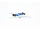 GPM Racing blue aluminium and steel centre rear drive shaft for TRX-6, including two small grub screws, shown on a white background.