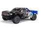 ARRMA Senton 4x4 BLX 3S V3 RC short course truck in blue and black livery, viewed from a front three-quarter angle on a white background.