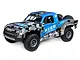 Losi Super Baja Rey 2.0 8S 4X4 RC short course truck in blue and grey camo livery with King Shocks branding on a white background.