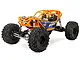 Axial RBX10 Ryft 4X4 rock bouncer RC car in orange with black off-road tires, shown from a front three-quarter angle against a white background.
