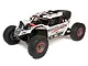 Losi Super Rock Rey V2 1/6 scale RC rock racer in white with black and red accents, featuring Raceline wheels and off-road tires.