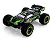 BlackZon Slyder ST 1/16 scale RC stadium truck in black and green, featuring off-road tires and a rear spoiler, isolated on a white background.