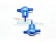 Two blue anodized aluminium spare tyre locks for RC cars by GPM Racing, featuring threaded posts and GPM branding.