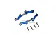 GPM Racing blue aluminium steering tie rod set for Losi 1/18 Mini-T 2.0 RC car, including two assembled tie rods and four mounting screws.