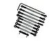 A set of GPM Racing aluminium tie rods in grey with black plastic rod ends, including an L-shaped hex wrench on a white background.