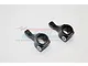 Two black aluminium steering hubs for RC cars by GPM Racing, shown against a plain white background.