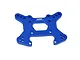 A blue anodized aluminium front shock tower for an RC car, featuring multiple mounting holes and the GPM Racing logo.