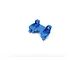 A blue anodized aluminium rear shock mount for an RC car, shown against a plain white background.