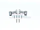 GPM Racing grey aluminium rear body post mounts with included screws on a white background.