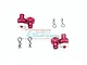 GPM Red Aluminium Front & Rear Magnetic Body Posts 4Pcs MAG201FRA-R