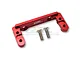 A red anodized aluminium GPM Racing 2-speed transmission servo mount with two included mounting screws on a white background.