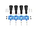GPM Racing hardened steel CVD joints and blue aluminium wheel hexes set for RC cars on a white background.