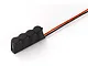 A Hobbywing capacitor module with four capacitors encased in black heat shrink tubing and two wires extending from one end.