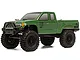 Axial SCX10 III Base Camp RC rock crawler in green with black off-road tires and wheels, shown from a front-quarter angle on a white background.