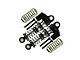 A pair of black GPM Racing piggyback RC shocks with silver springs and mounting hardware on a white background.