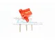 An orange anodized aluminium rear centre chassis brace mount by GPM Racing, shown with three included mounting screws on a white background.