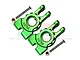 Two green anodized aluminium rear hubs for RC cars by GPM Racing, including mounting screws and nuts.